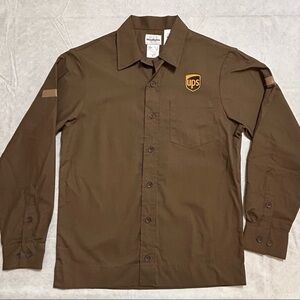 UPS Brown Employee Delivery Driver Uniform Long Sleeve Button Up Shirt Men’s S